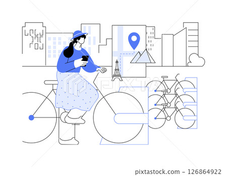 Explore the city on a bike isolated cartoon vector illustrations. Explore the city on a bike isolated cartoon vector illustrations. 126864922
