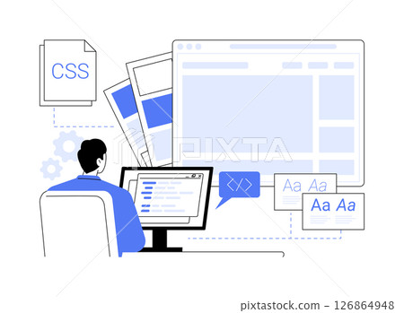 CSS code isolated cartoon vector illustrations. 126864948