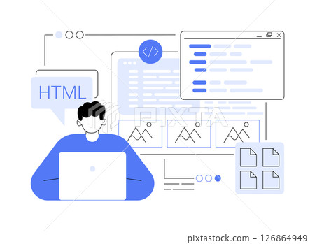 HTML coding isolated cartoon vector illustrations. 126864949