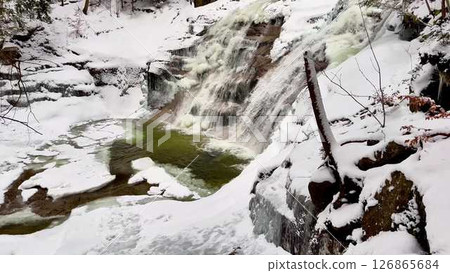 Forest waterfall in winter 126865684