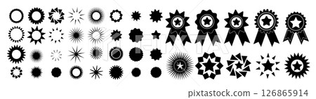 Set of medals with stars. hand drawn. Not AI, Vector illustration Set of medals with stars. hand drawn. Not AI, Vector illustration 126865914