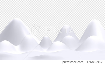 Minimalistic 3D Vector Design of Snow-Capped Mountains and Winter Hills 126865942