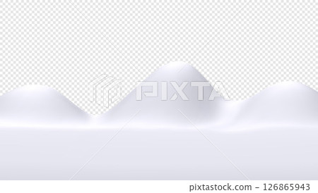 Winter Snowy Landscape with Transparent Background for Seasonal Designs 126865943