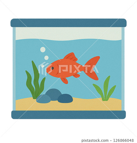 金魚在水族館裡游泳的平面插圖 126866048