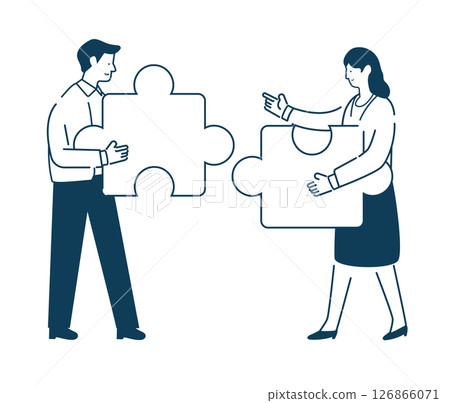 Two people holding a puzzle 126866071