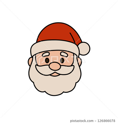Santa Claus face vector illustration, perfect for festive design, holiday cards, and Christmas decor. Embrace the holiday spirit with this charming, minimalist Santa icon. 126866078