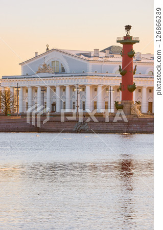ice drift on the Neva River with a view of the arrow of Vasilyevsky Island with rostral columns, the Winter Palace, St. Isaac's Cathedral, the Savior on Spilled Blood ice drift on the Neva River with a view of the arrow of Vasilyevsky Island with rostral columns, the Winter Palace, St. Isaac's Cathedral, the Savior on Spilled Blood 126866289