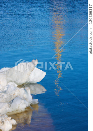 the Peter and Paul Fortress spire at sunset 126866317