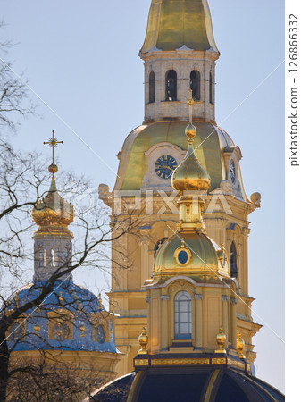 the Peter and Paul Fortress spire at sunset 126866332