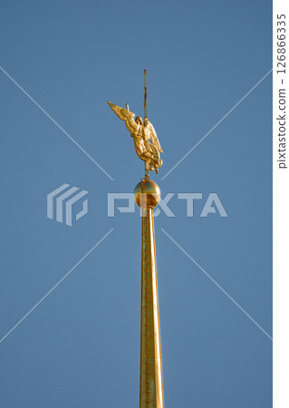 the Peter and Paul Fortress spire at sunset 126866335