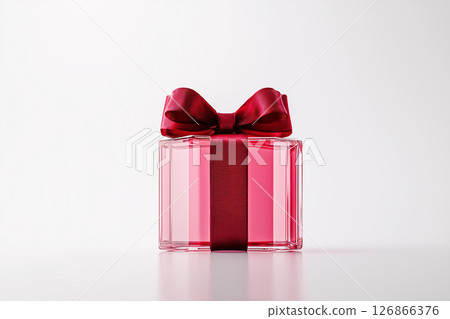 Elegant gift box with red ribbon for a stylish birthday or anniversary celebration 126866376