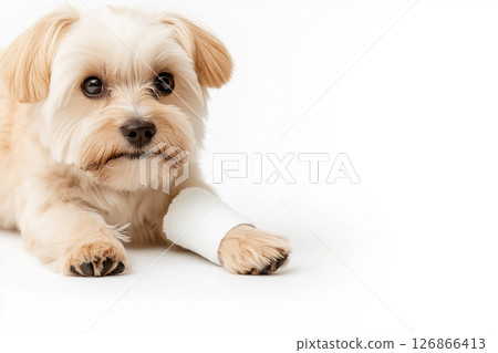 Adorable Maltese puppy with fluffy fur, perfect for a domestic pet photo 126866413