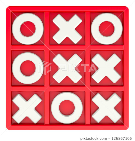 Tic-tac-toe game, noughts and crosses. Strategy, logic, and tactics concepts. 3D rendering Tic-tac-toe game, noughts and crosses. Strategy, logic, and tactics concepts. 3D rendering 126867106