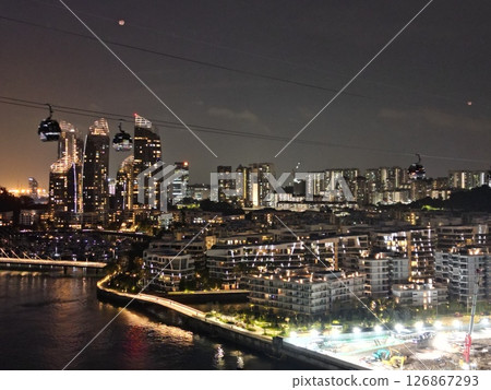 Aerial view of skyscrapers and construction works at the waterfront of Singapore Port 126867293