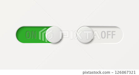 Toggle Switch Vector Set. Realistic Toggle Switch Vector Illustration. On Off Button, Modern Toggle Switch for User Interface, App, Web, Settings, Technology. UI Element, Control Panel Toggle Switch Vector Set. Realistic Toggle Switch Vector Illustration. On Off Button, Modern Toggle Switch for User Interface, App, Web, Settings, Technology. UI Element, Control Panel 126867321