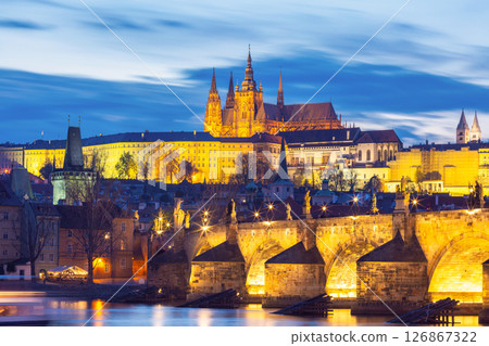 St Vitus Cathedral and Charles Bridge in Prague Czech Republic St Vitus Cathedral and Charles Bridge in Prague Czech Republic 126867322