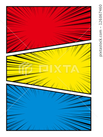 American comic style manga, third division, red, yellow, blue, concentrated line frame American comic style manga, third division, red, yellow, blue, concentrated line frame 126867460