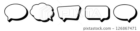Simple speech bubble set vector white black border 3D 126867471
