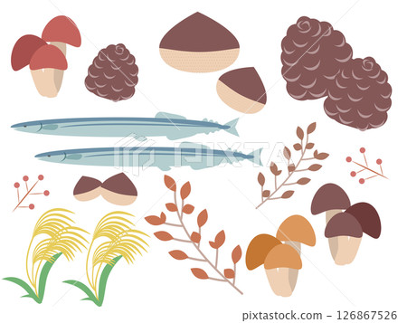 秋天的自然與味道插圖集 126867526