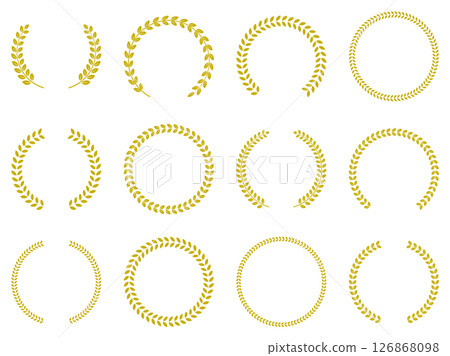 月桂花環金色向量框圈套裝 126868098