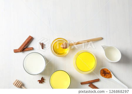 Moon or turmeric milk, concept of tasty drink 126868297