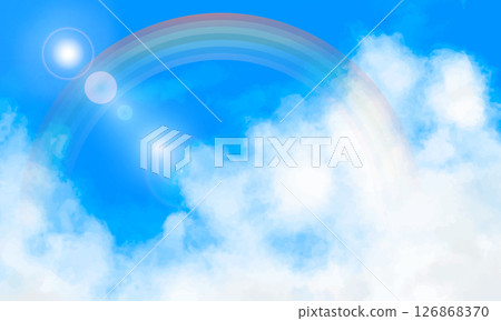 彩虹和夏日天空背景 126868370