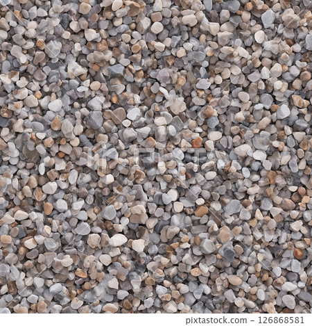 Close-up texture of fine gravel in natural colors 126868581