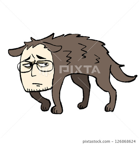 Illustration of a dog with a human face 126868624