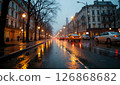 Rainy day on a European street 126868682