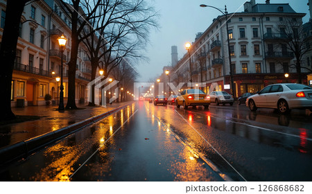 歐洲街頭的雨天 126868682