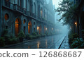 A mysterious Western-style mansion on a rainy day 126868687