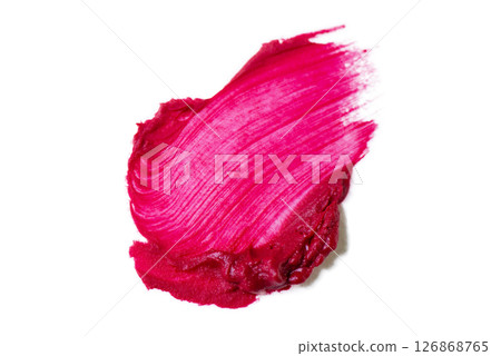 Red lipstick color and texture swatch 126868765