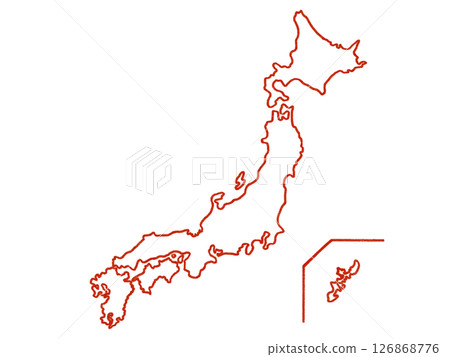 Map of Japan (line drawing) red 126868776