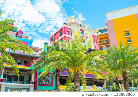 北谷町美國村的棕櫚樹和藍天 北谷町美國村的棕櫚樹和藍天 126868800