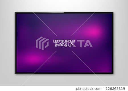 LED Monitor Screen Mockup. Realistic screen light box. Illuminated lightbox with empty space for design. Street board fot promotion and advertisement. Content presentation. Vector illustration. 126868819