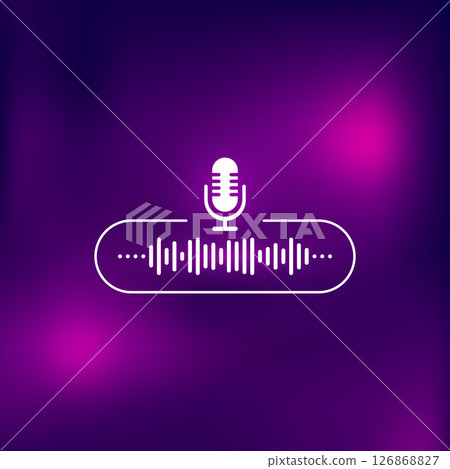 Podcast. Microphone icon. Radio podcast icon. Webinar, interview, online training, radio show, podcast concept. Webcast audio record concept. Vector illustration. 126868827