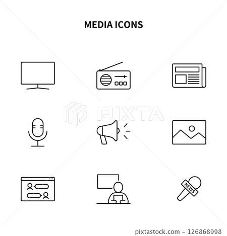 簡單圖示集 | 電視、廣播、報紙 126868998
