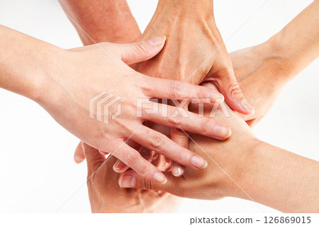 Many people's hands up 126869015