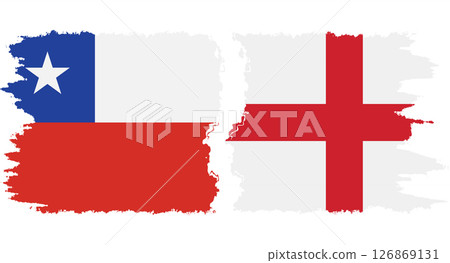England and Chile grunge flags connection vector 126869131