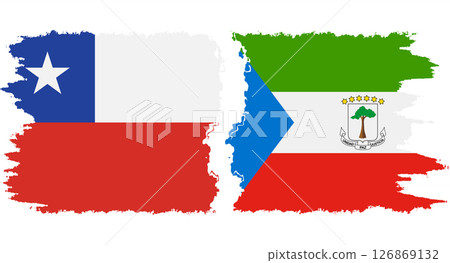 Equatorial Guinea and Chile grunge flags connection vector 126869132