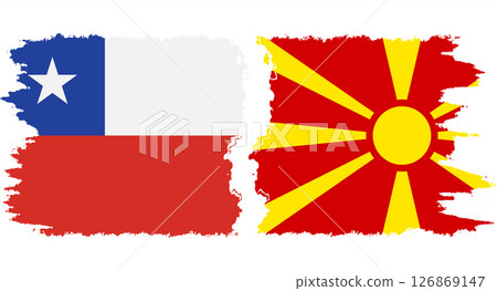 Northern Macedonia and Chile grunge flags connection vector 126869147