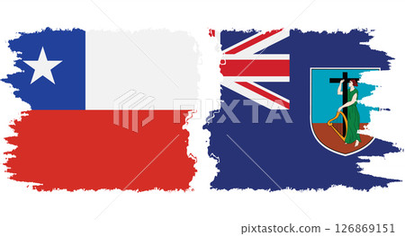 Montserrat and Chile grunge flags connection vector 126869151
