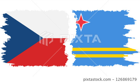 Aruba and Czech grunge flags connection vector Aruba and Czech grunge flags connection vector 126869179