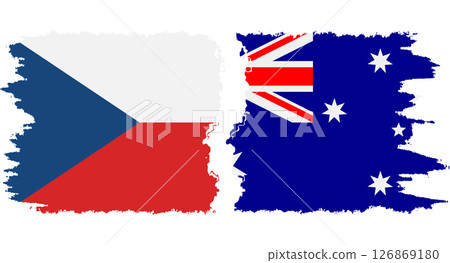 Australia and Czech grunge flags connection vector 126869180