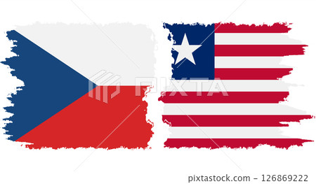 Liberia and Czech grunge flags connection vector 126869222