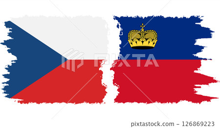 Liechtenstein and Czech grunge flags connection vector Liechtenstein and Czech grunge flags connection vector 126869223