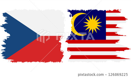 Malaysia and Czech grunge flags connection vector 126869225