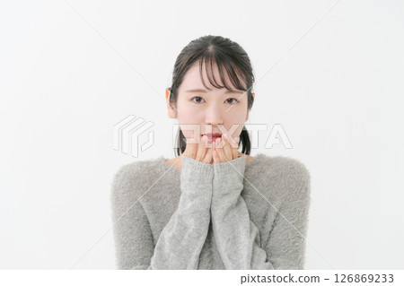 A woman with a pale face A woman with a pale face 126869233