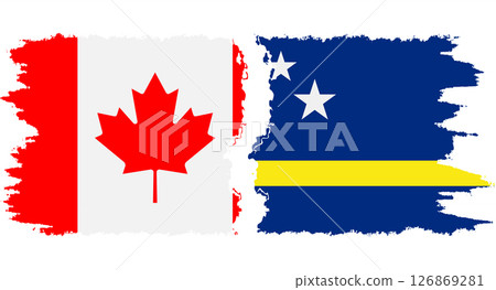 Curacao and Canada grunge flags connection vector 126869281