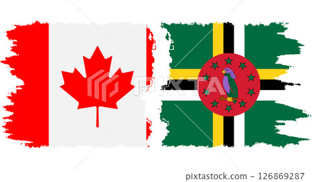 Dominica and Canada grunge flags connection vector 126869287